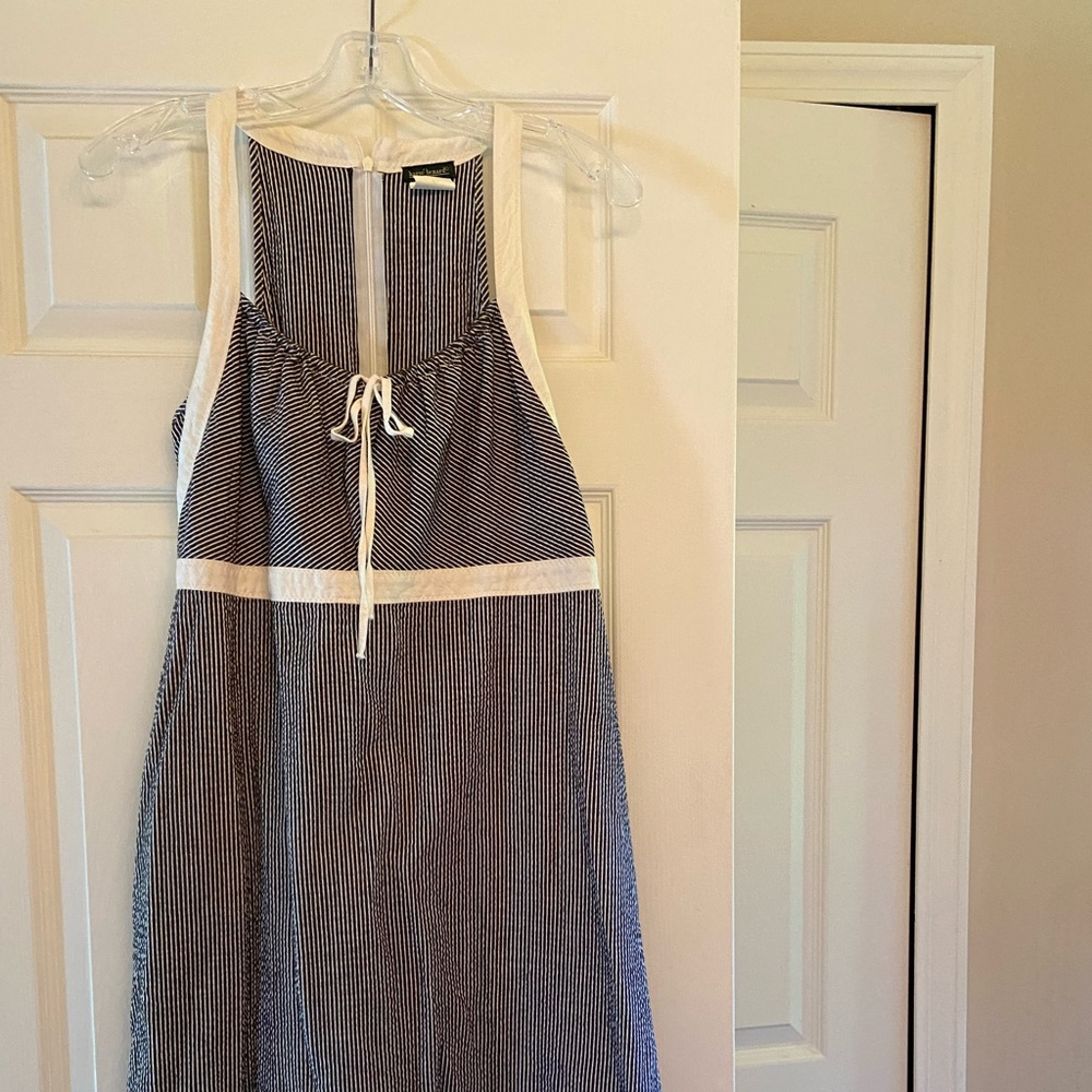 Harvé Benard navy blue white seersucker nautical dress 10